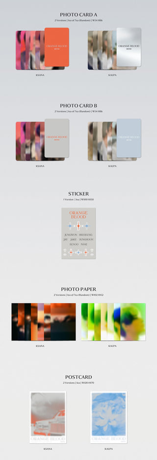 ENHYPEN 5th Mini Album ORANGE BLOOD Inclusions Photocards Sticker Photo Paper Postcard