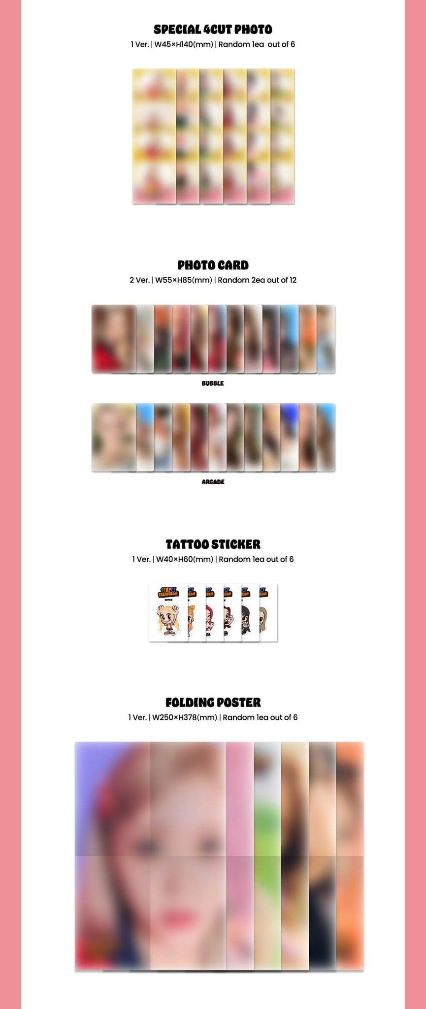 STAYC 3rd Mini Album TEENFRESH Inclusions Special 4Cut Photo Photocard Tattoo Sticker Folding Poster