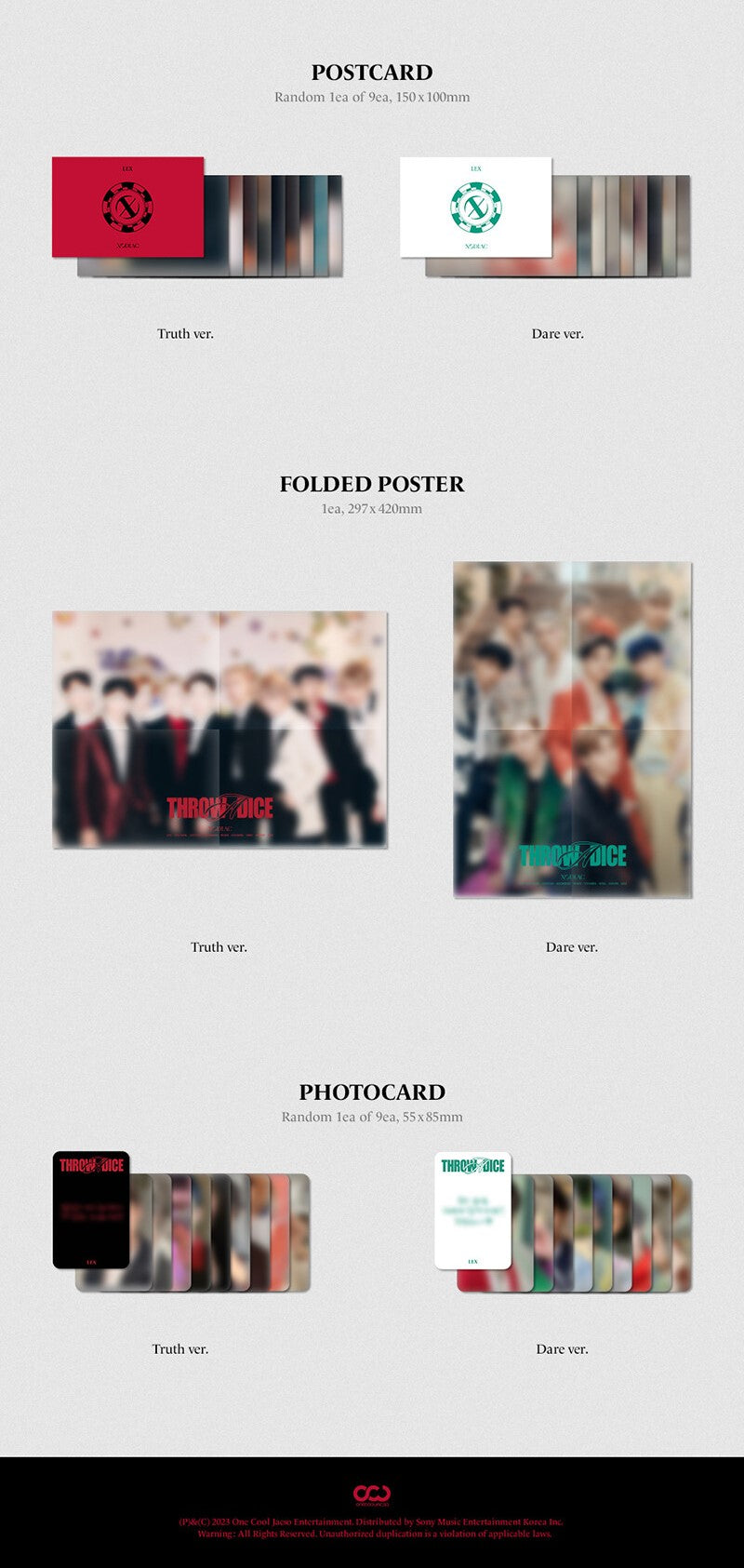 XODIAC 1st Mini Album THROW A DICE Inclusions Postcard Folded Poster Photocard