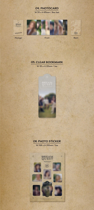 Dreamcatcher Official Photobook DREAMQUEST Inclusions Photocard Set Clear Bookmark Photo Sticker