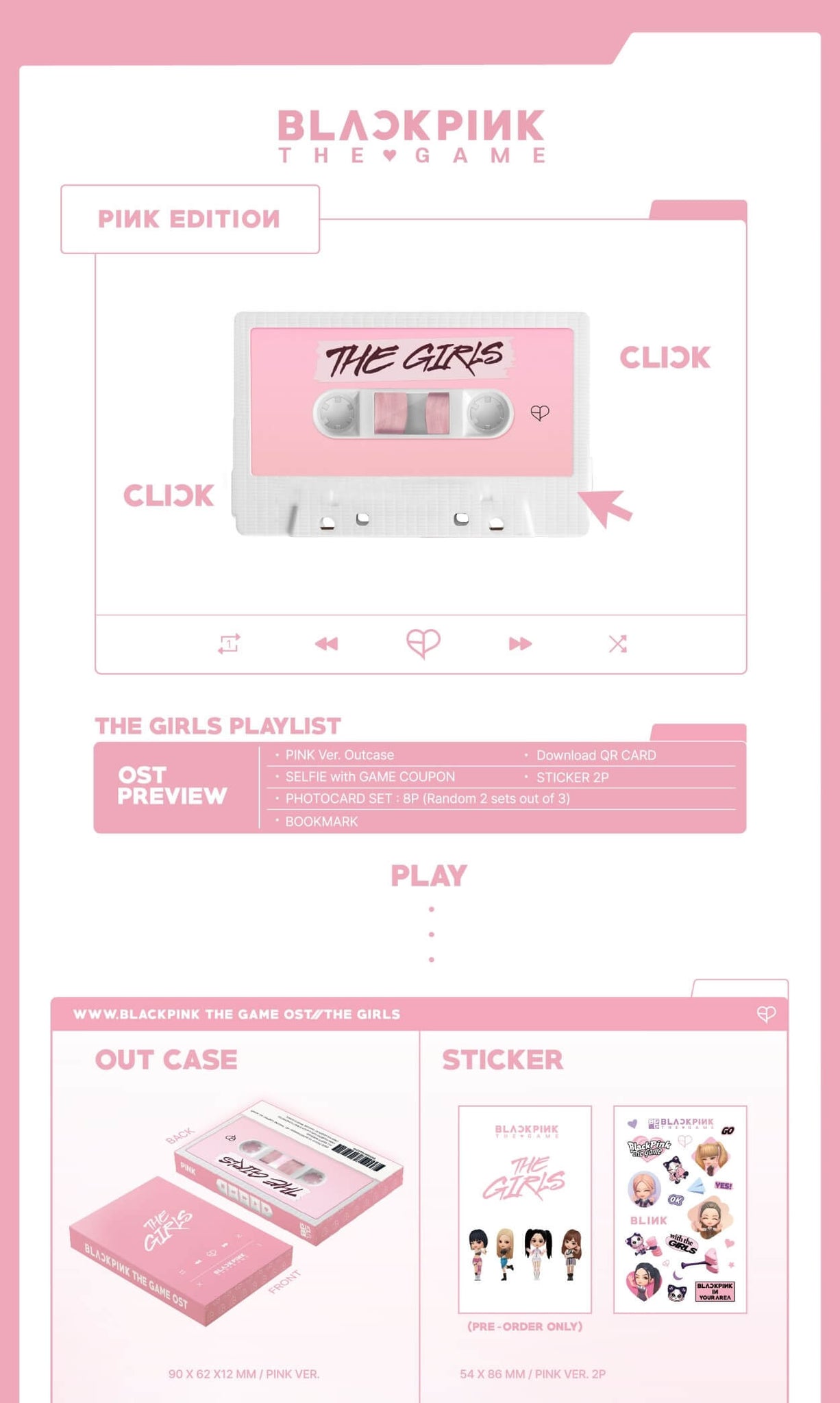 BLACKPINK THE GAME OST 'THE GIRLS' REVE PINK Ver. Inclusions Out Case OST QR Card