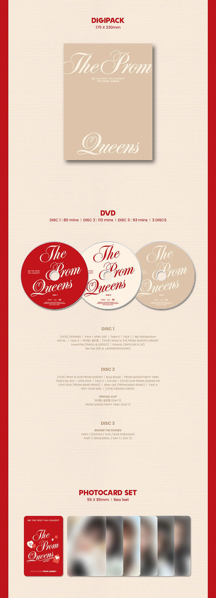 IVE THE FIRST FAN CONCERT The Prom Queens DVD Inclusions Digipack 3Discs Photocard Set