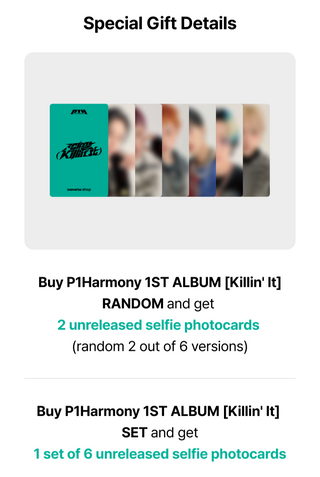 P1Harmony 1st Full Album Killin’ It Weverse POB Selfie Photocards