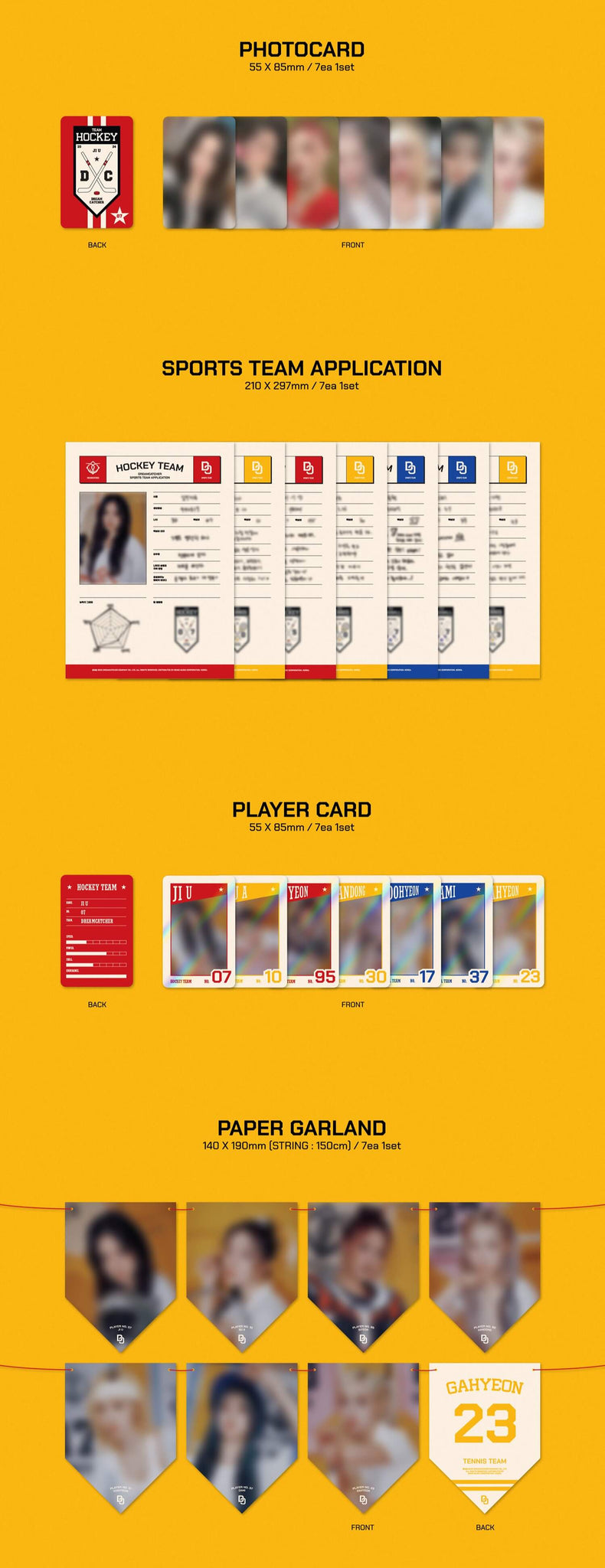 Dreamcatcher 2024 Season's Greetings DREAM OF VICTORY Version Inclusions Photocards Sports Team Application Set Player Cards Paper Garland Set