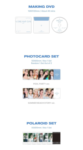 IVE THE 1ST PHOTOBOOK A DREAMY DAY Inclusions Making DVD Photocard Set Polaroid Set 