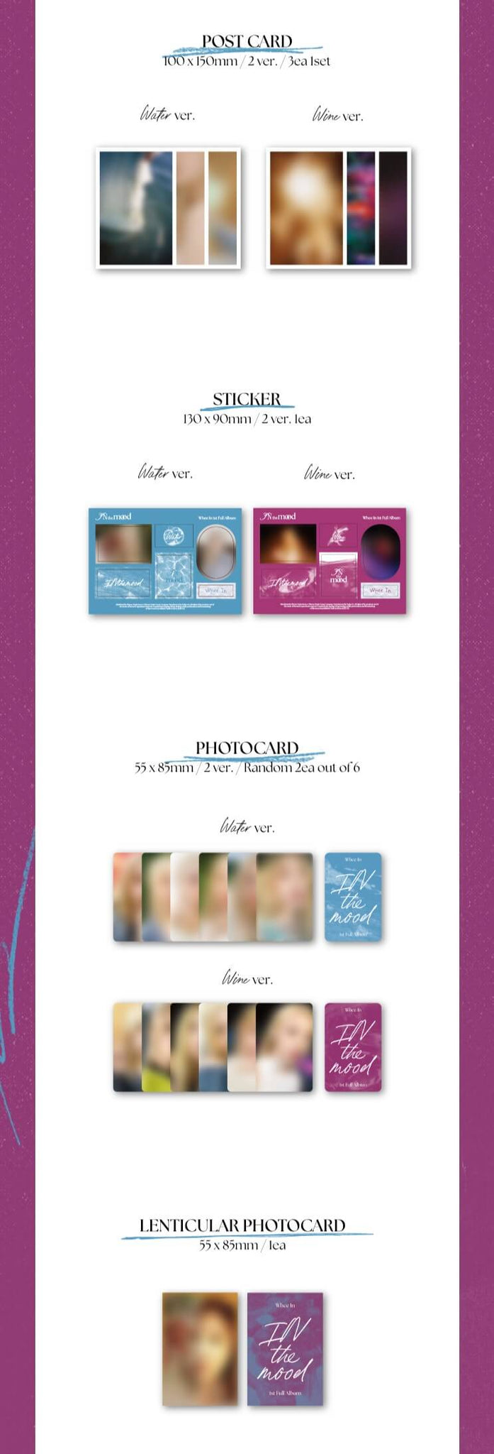 Whee In 1st Full Album IN the mood Inclusions Postcards Sticker Photocards Lenticular Photocard