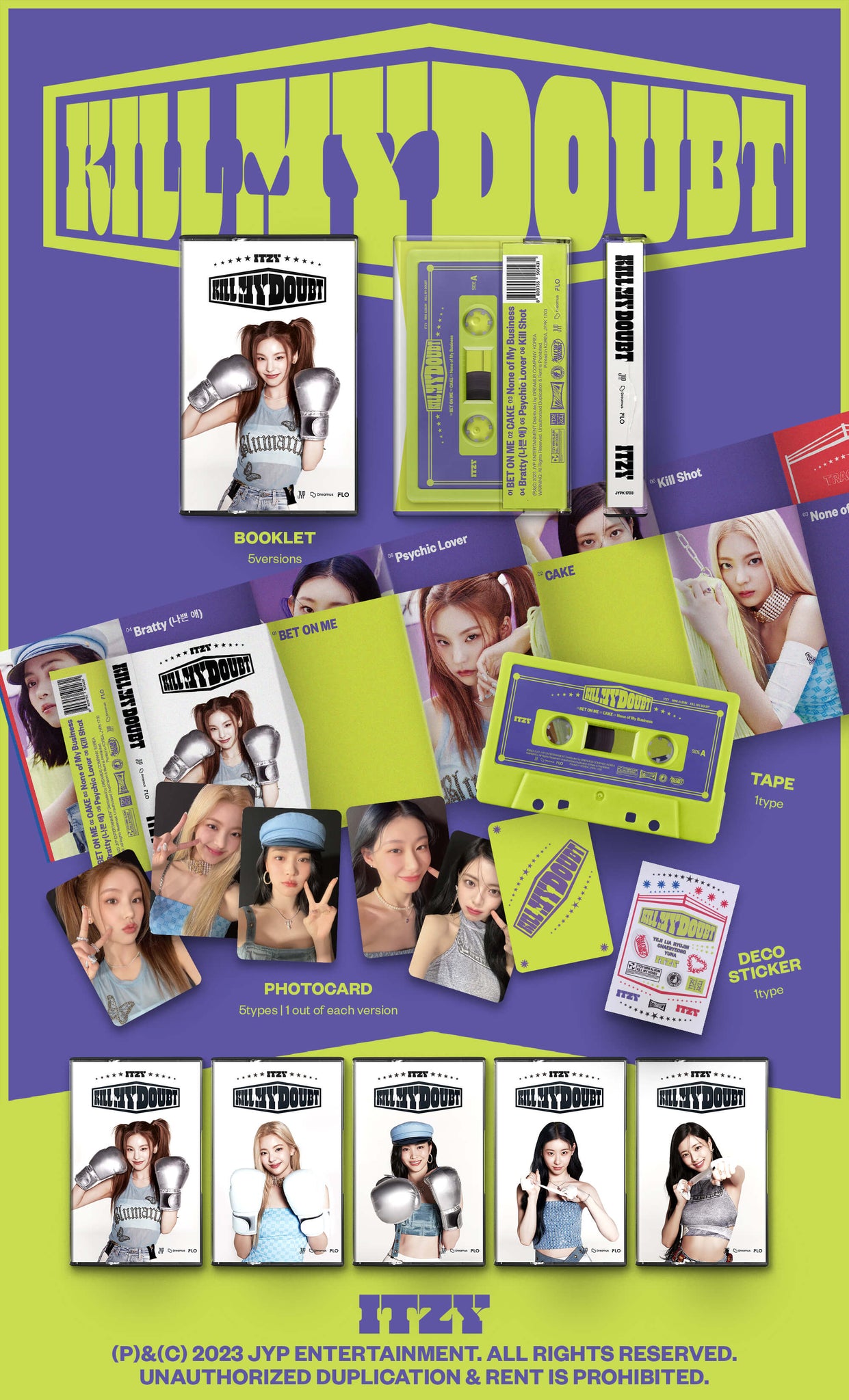  ITZY KILL MY DOUBT - Cassette Version Inclusions Booklet Tape Photocard Deco Sticker