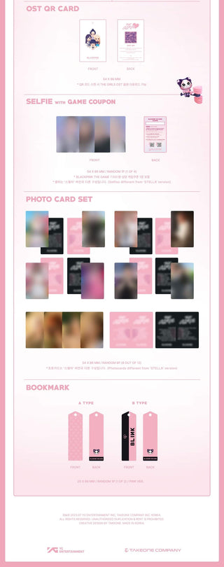 BLACKPINK THE GAME OST 'THE GIRLS' REVE PINK Ver. Inclusions Selfie With Game Coupon Photocard Set Bookmark