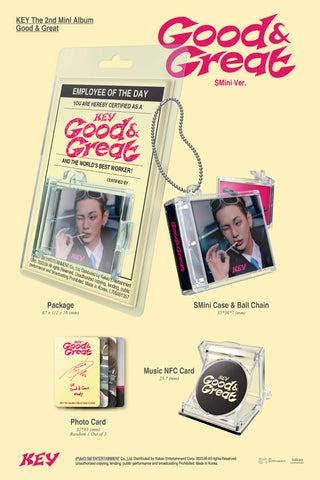 Key 2nd Mini Album Good & Great SMini Ver. Inclusions Package SMini Case Music NFC Card Photocard Ball Chain