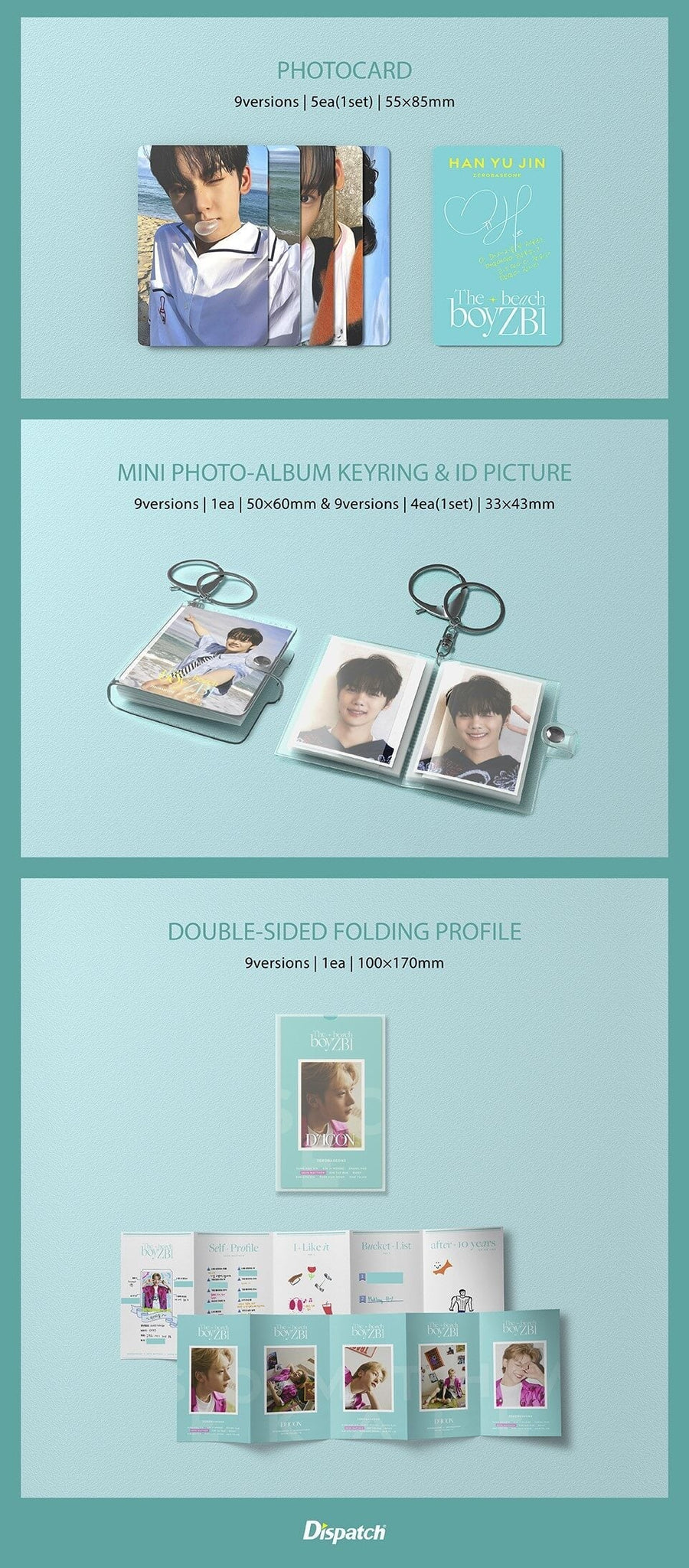 DICON VOLUME N°15 ZEROBASEONE The beach boyZB1 Inclusions Photocards Mini Photo Album Keyring & ID Pictures Double-sided Folding Profile