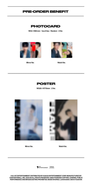 Han Seung Woo 3rd Mini Album FRAME Inclusions Pre-order Only Photocard Poster