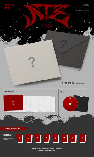 Stray Kids 9th Mini Album ATE - Letter Version Inclusions: Letter Envelope, Postcard Set, CD, Pre-order Photocard