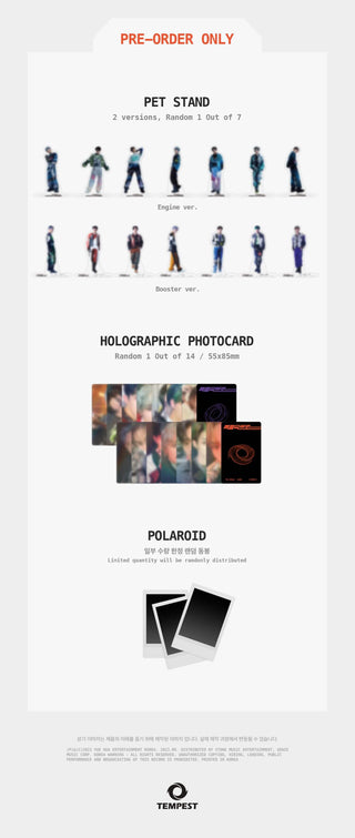 TEMPEST 1st Single Album 폭풍 속으로 Inclusions Pre-order PET Stand Holographic Photocard Limited Polaroid
