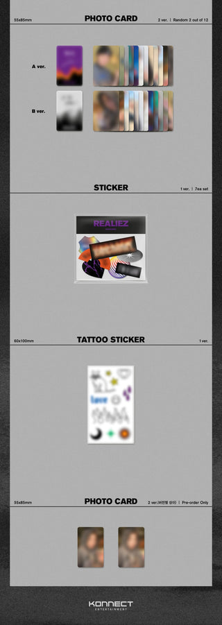 Kang Daniel 4th Mini Album REALIEZ Inclusions Photocards Sticker Set Tattoo Sticker Pre-order Only Photocard