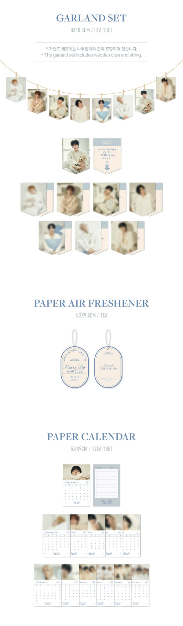 Perfect Day with SKZ Inclusions Garland Set Paper Air Freshener Paper Calendar