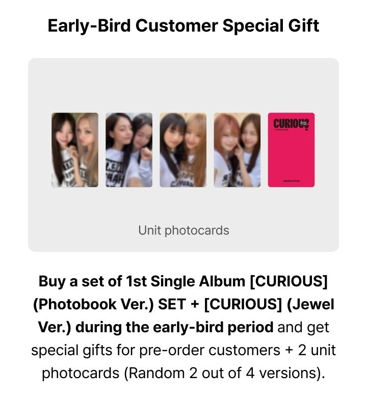 UNIS 1st Single Album CURIOUS Weverse Early Bird Benefits: Unit Photocards, ID Photos, Group Photo