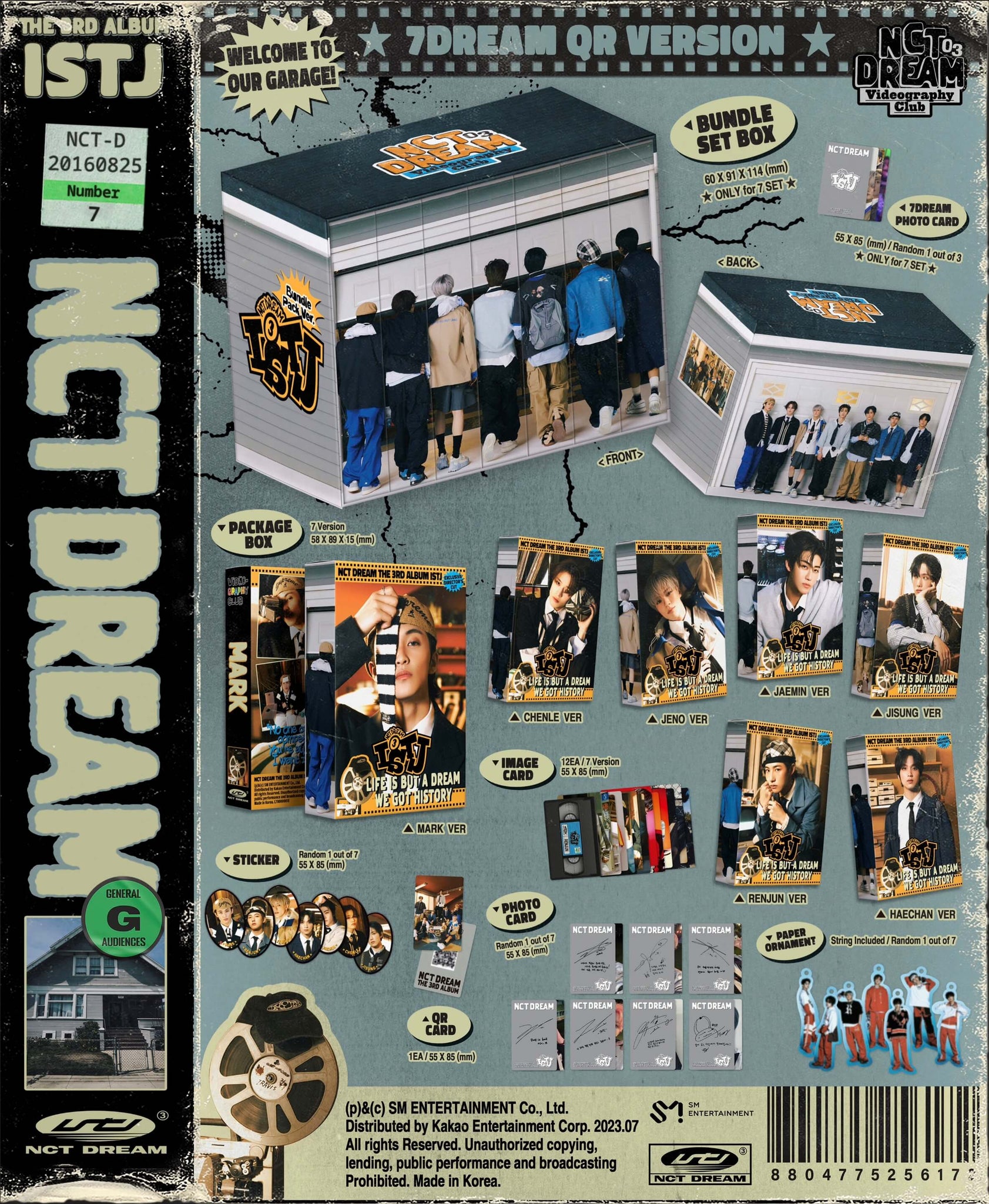 NCT DREAM 3rd Full Album ISTJ - 7DREAM QR Version Inclusions Package Box Image Card Sticker QR Card Photocard Paper Ornament SET Only Bundle Set Box 7DREAM Photocard