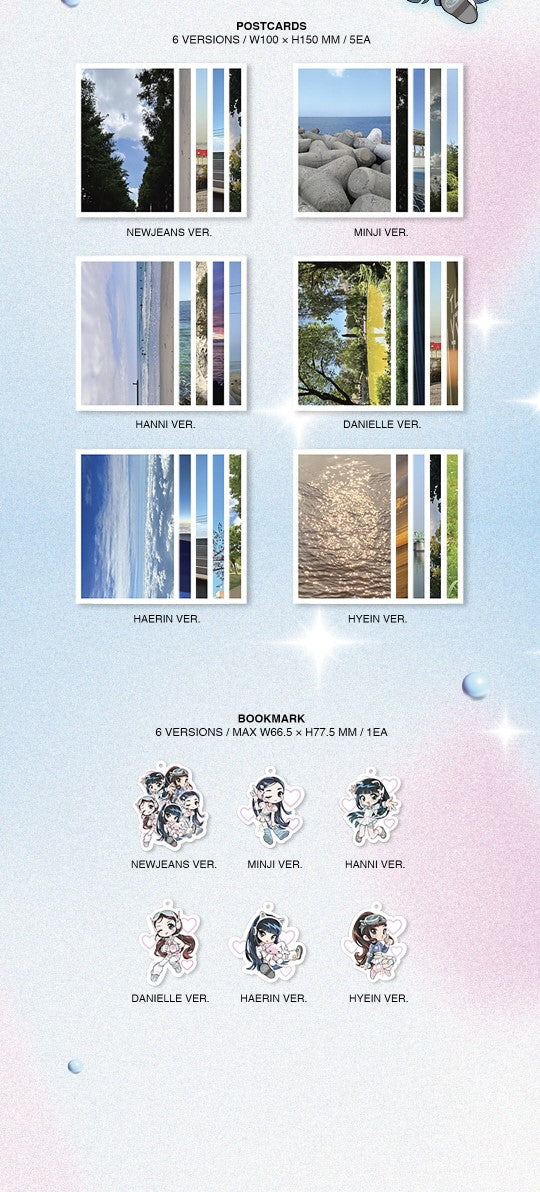 NewJeans Get Up - Bunny Beach Bag Version Inclusions Postcards Bookmark 