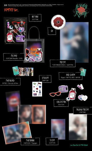 Lee Chae Yeon HUSH RUSH VAMPIRE Version Inclusions Out Box PVC Bag Photobook CD Sticker Collection Bag Charm Photocards Flyer Folding Poster 1st Press Only Poster