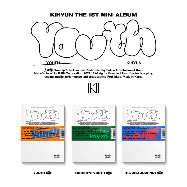 Kihyun 1st Mini Album YOUTH - YOUTH / GOODBYE YOUTH / THE 2ND JOURNEY Version