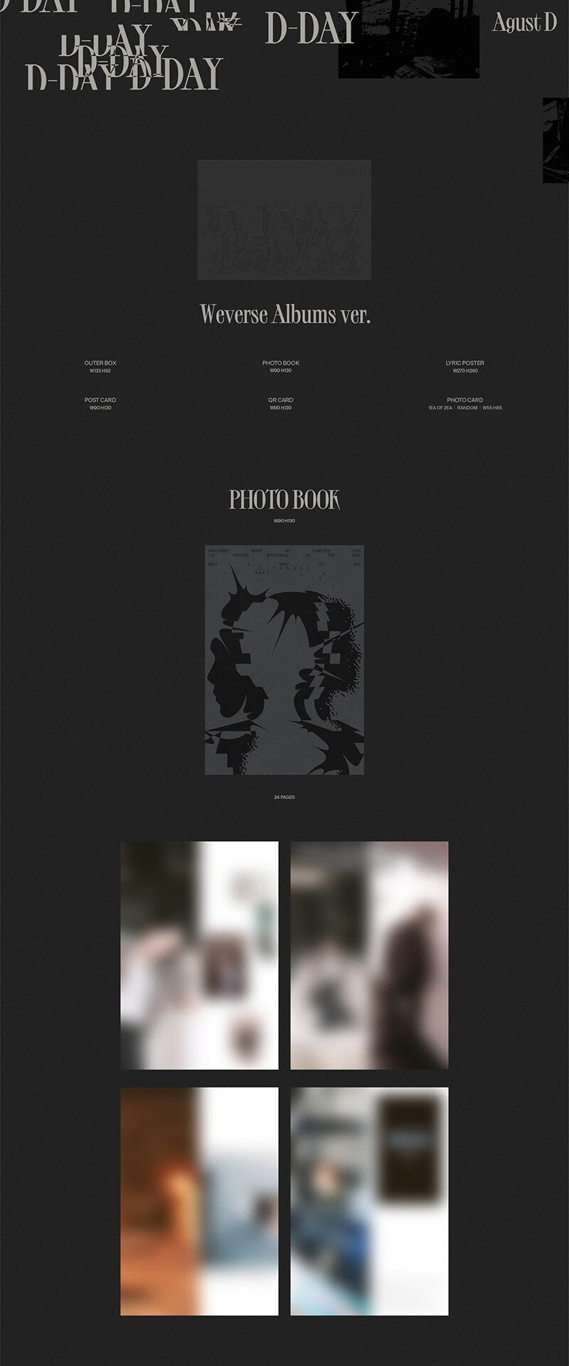 Agust D Solo Album D-DAY - Weverse Albums Version Inclusions Album Info Photobook