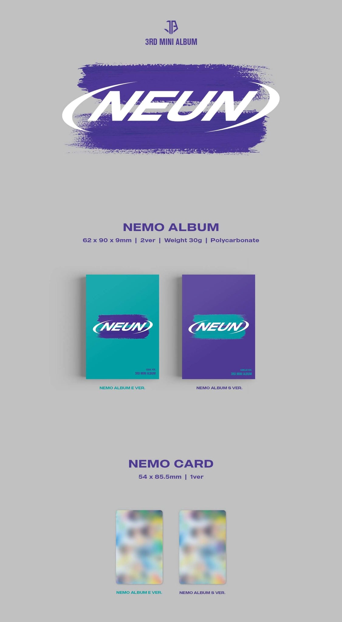 JUST B 3rd Mini Album = (NEUN) (Nemo Album) Inclusions Nemo Almum Nemo Card