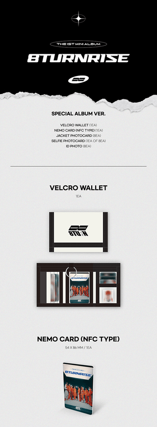 8TURN 1st Mini Album 8TURNRISE Inclusions Velcro Wallet NFC Type Nemo Card