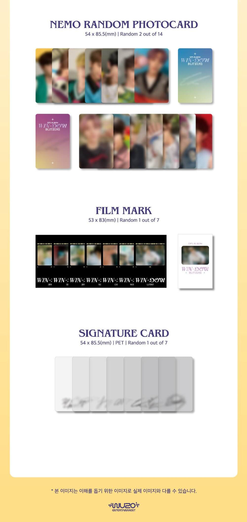 BLITZERS WIN-DOW (Nemo Album) Inclusions Nemo Random Photocards Film Mark PET Signature Card