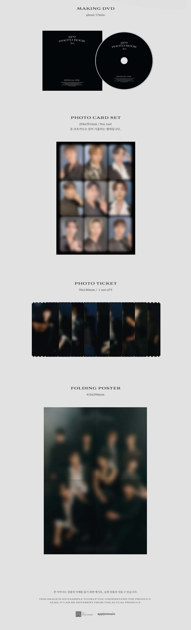 SF9 3rd Photobook - Sensual Version Inclusions Making DVD Photocard Set Photo Ticket Folding Poster