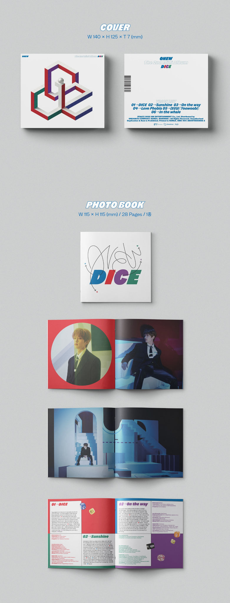 Onew DICE (Digipack Version) Inclusions Cover Photobook