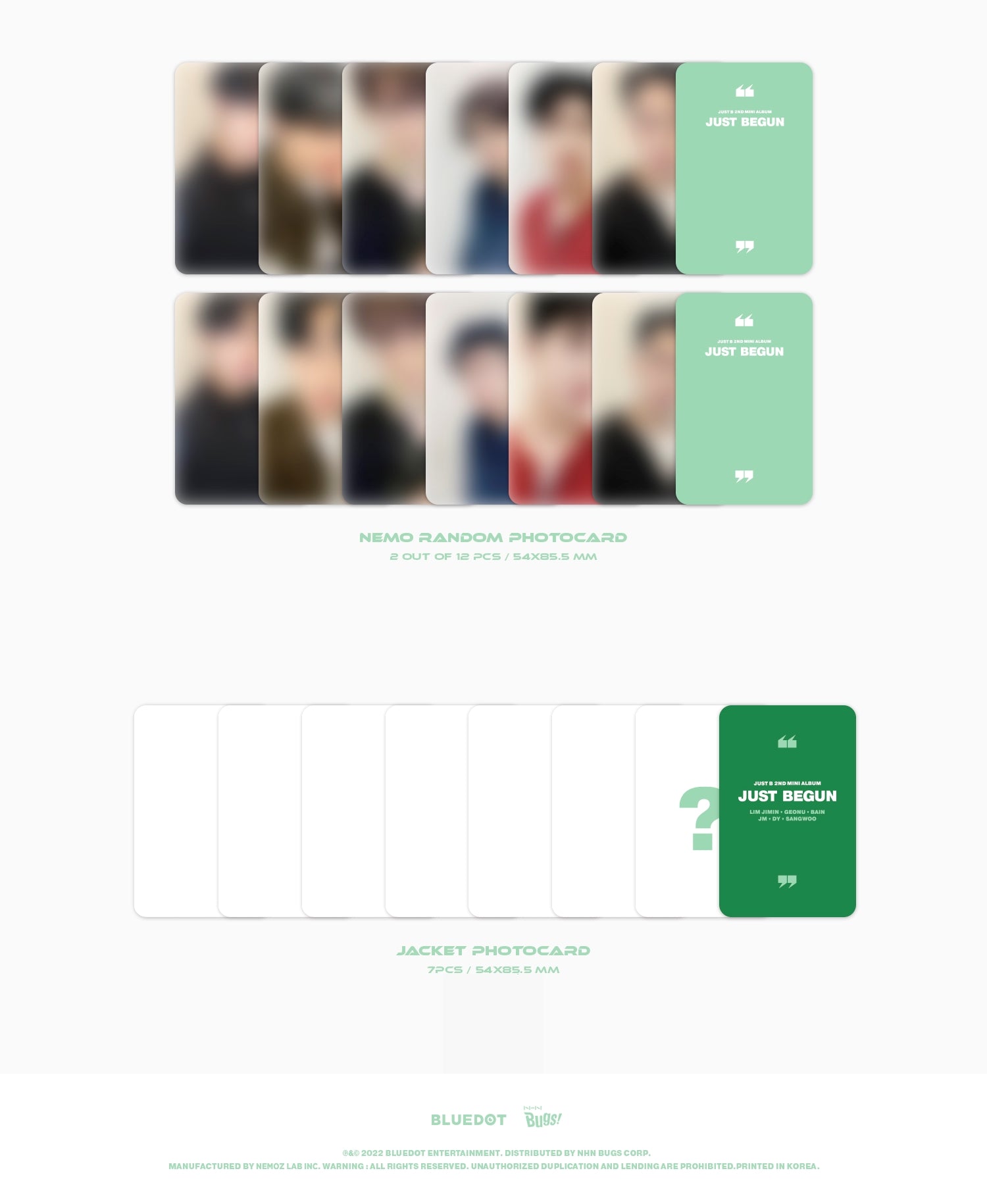 JUST B 2nd Mini Album JUST BEGUN Inclusions Nemo Random Photocard Jacket Photocard