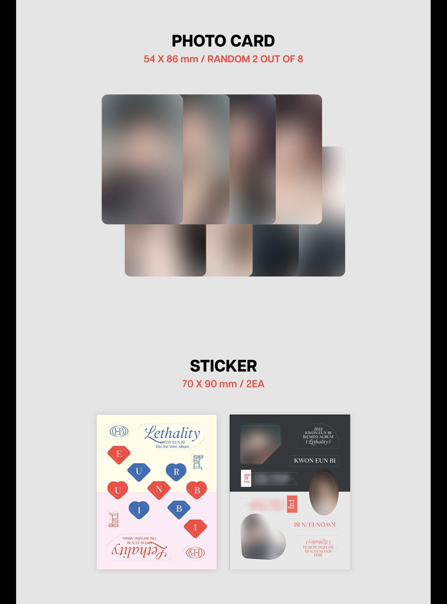 Kwon Eun Bi Lethality - POCA Version Inclusions Photocards Sticker