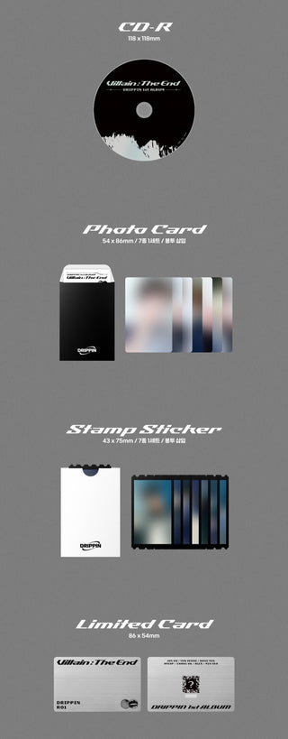 DRIPPIN Villain: The End - Limited Version Inclusions CD Photocard Set Stamp Sticker Set Limited Card