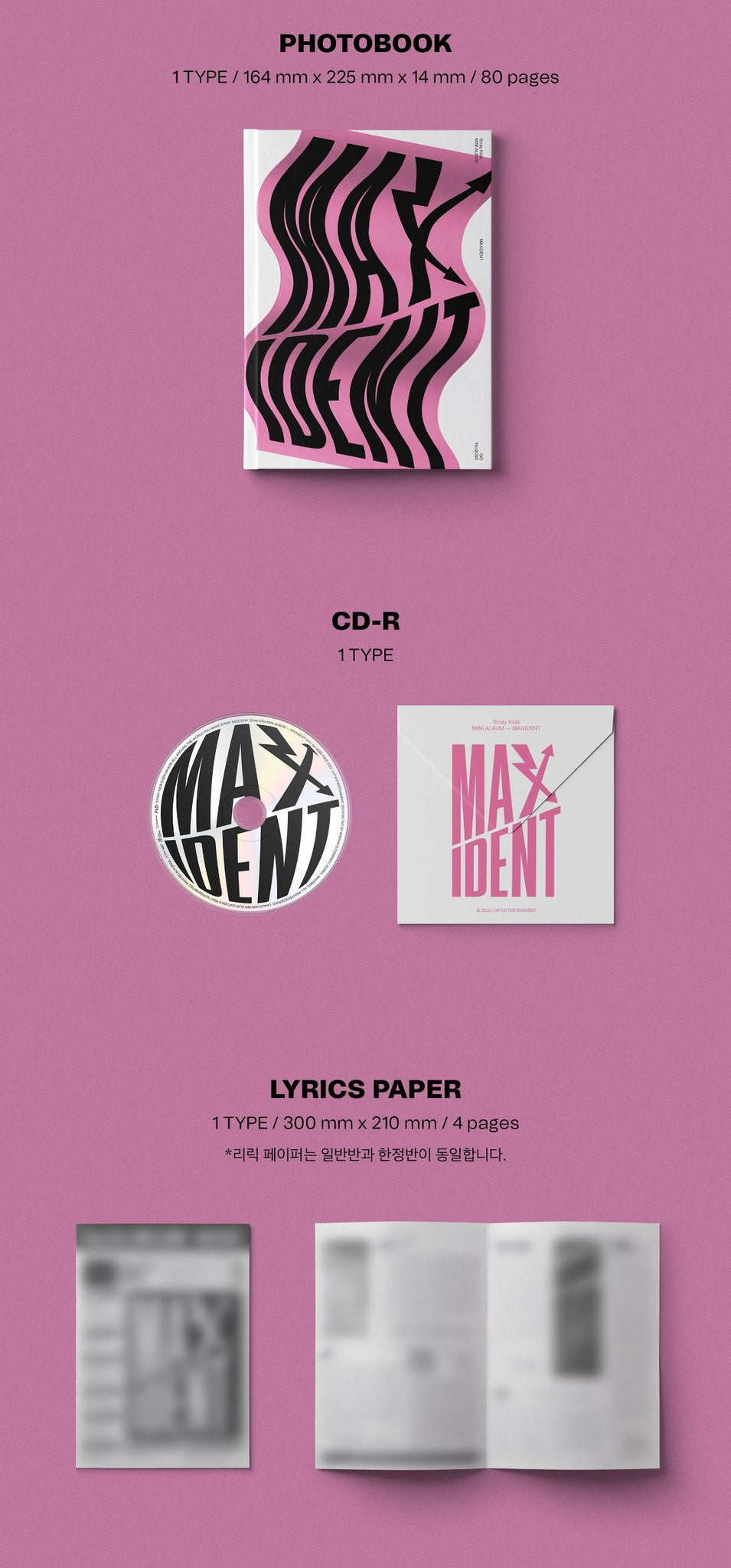 Stray Kids MAXIDENT Limited Edition Inclusions Photobook CD Lyrics Paper