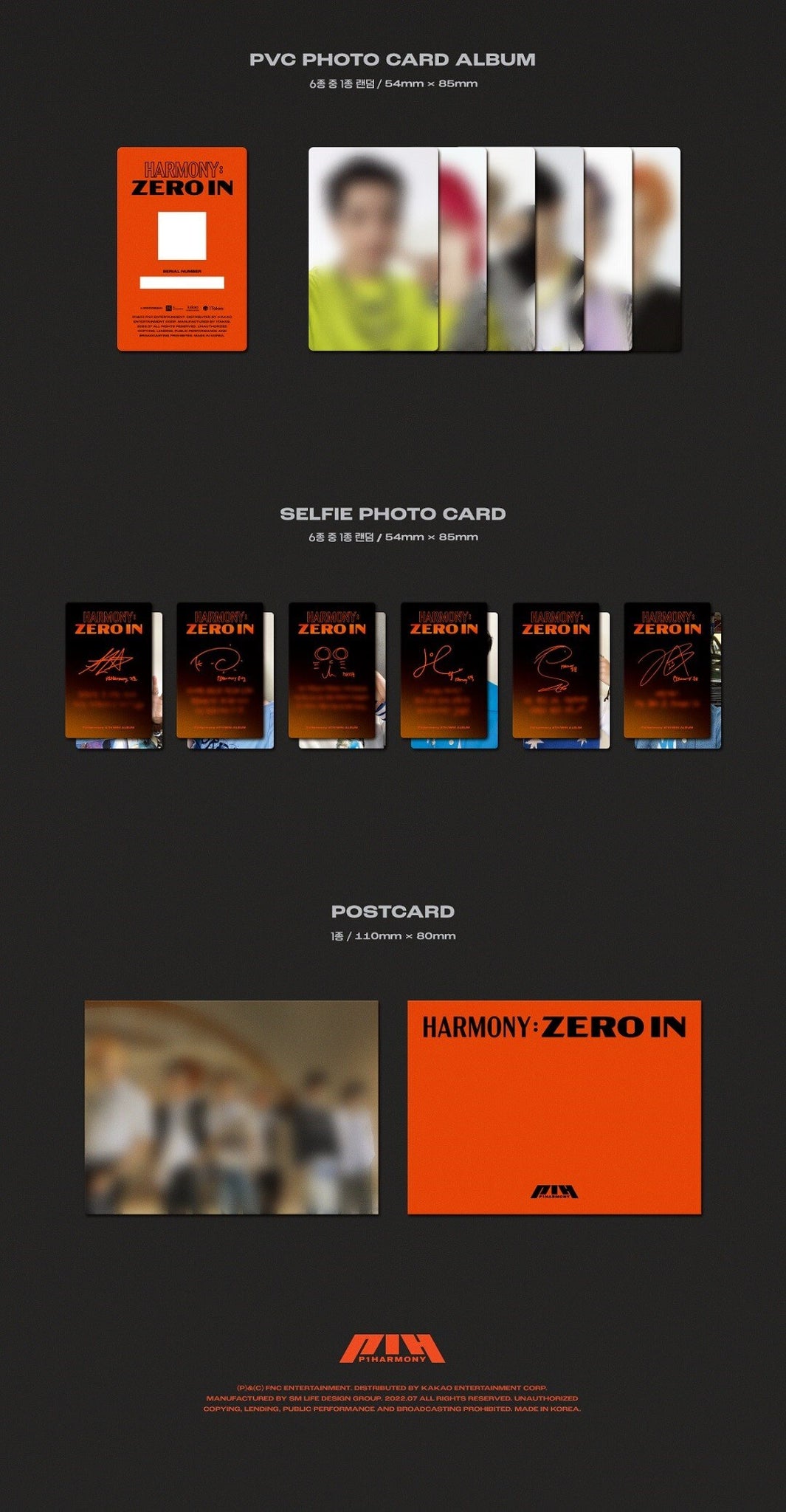 P1Harmony HARMONY : ZERO IN - Platform Version Inclusions PVC Photocard Album Selfie Photocard Postcard