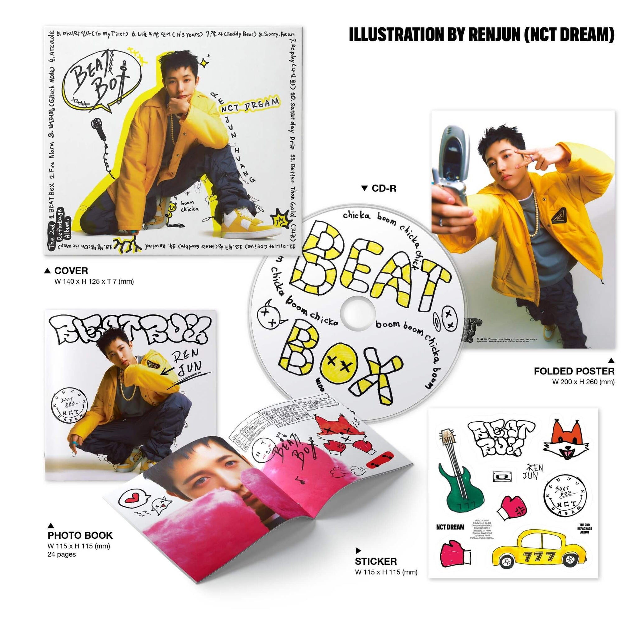 NCT DREAM Repackage Beatbox - Digipack Version RENJUN Ver. Inclusions Cover Photobook Sticker CD Folded Poster