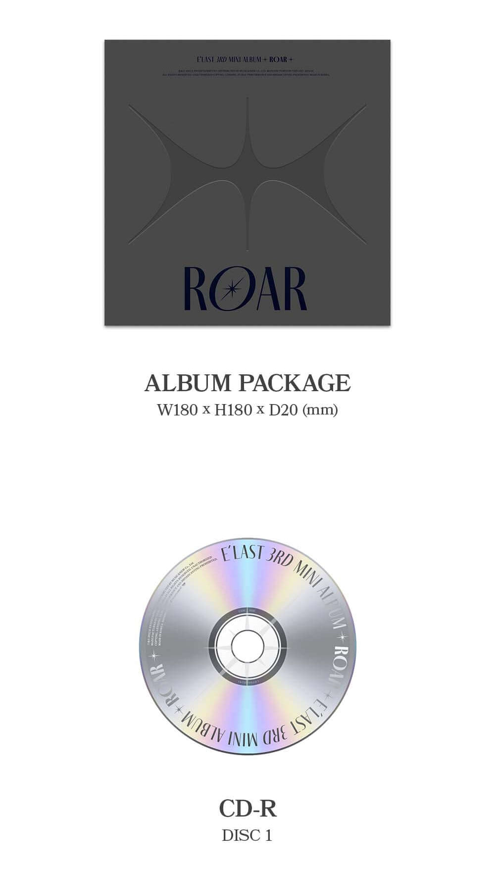 E'LAST 3rd Mini Album ROAR - Grey Version Inclusions Album Package CD