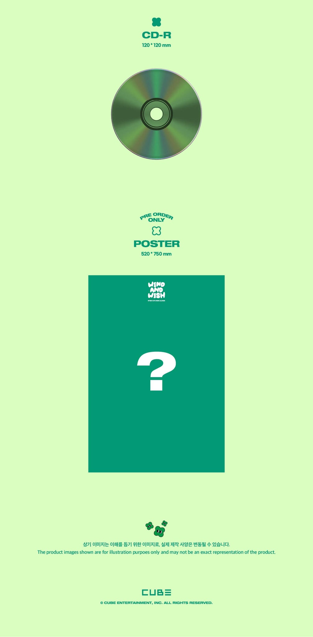 BTOB WIND AND WISH - CLOVER Version Inclusions CD Pre-order Only Poster
