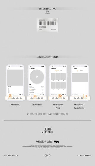 Kim Jonghyeon MERIDIEM Platform Version Inclusions Essential Tag Digital Contents