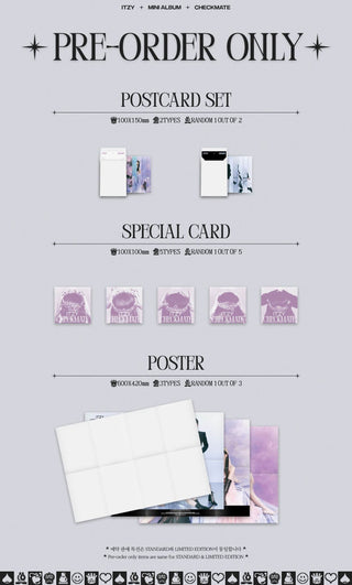 ITZY CHECKMATE Limited Edition Inclusions Pre-order Benefits Postcard Set Special Card Poster