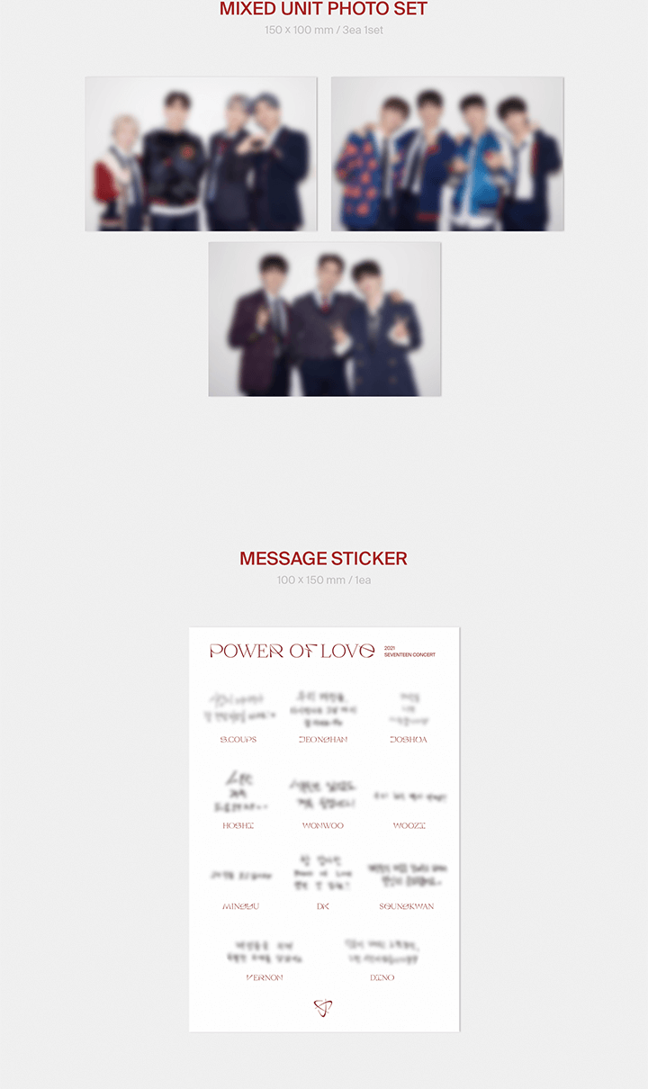 2021 SEVENTEEN CONCERT POWER OF LOVE Digital Code Inclusions Mixed Unit Photo Set Message Sticker