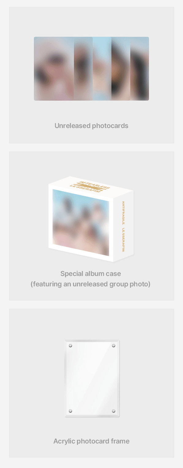 LE SSERAFIM ANTIFRAGILE Compact Version Weverse Gift Unreleased Photocards + Special Album Case + Acrylic Photocard Frame