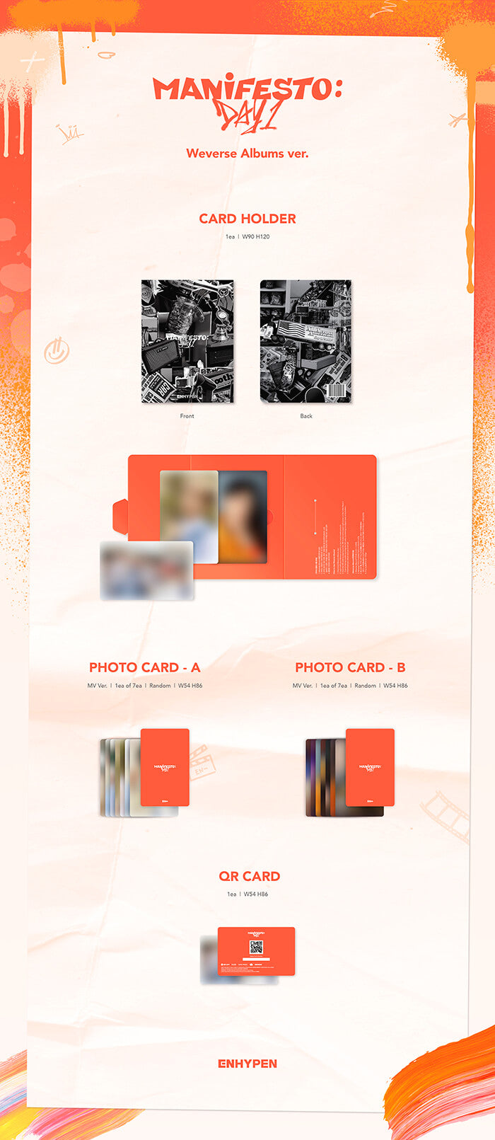 ENHYPEN MANIFESTO: DAY 1 - Weverse Albums Version Inclusions Card Holder Photocard QR Card