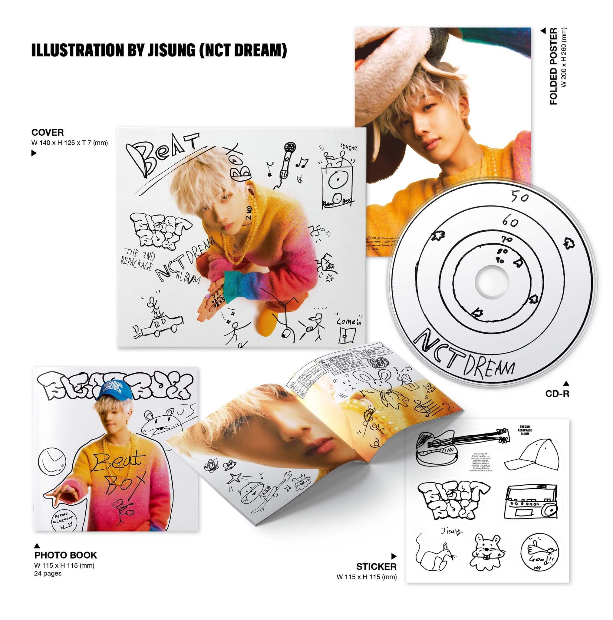 NCT DREAM Repackage Beatbox - Digipack Version JISUNG Ver. Inclusions Cover Photobook Sticker CD Folded Poster