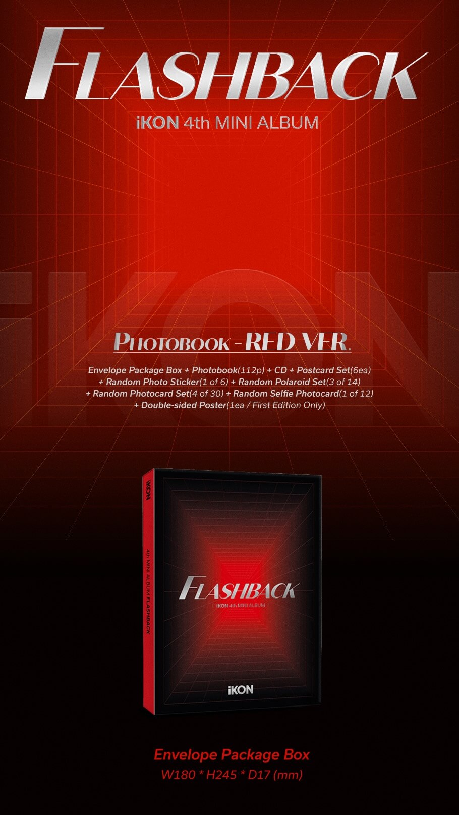 iKON FLASHBACK (Photobook Version) RED Version Inclusions Envelope Package Box