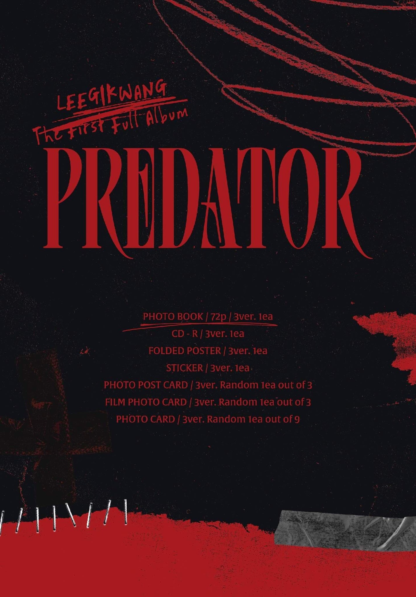 Lee Gi Kwang 1st Full Album PREDATOR Inclusions Album Info