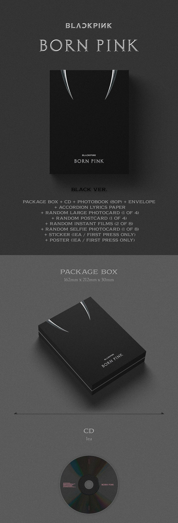 BLACKPINK BORN PINK BOX SET BLACK Version Album Info Inclusions Package Box CD