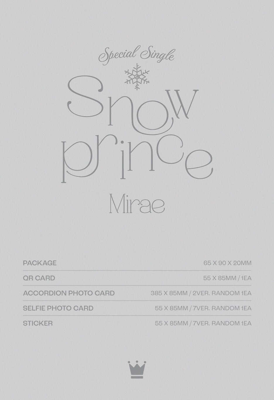 MIRAE Special Single Album Snow Prince - Platform Version Inclusions Album Info