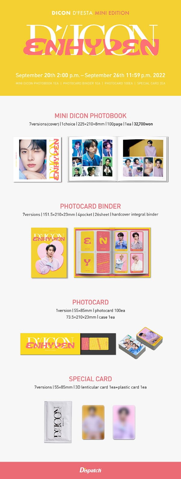 ENHYPEN DICON D’FESTA Package Mini Dicon Photobook Binder Case Photocards Special Card