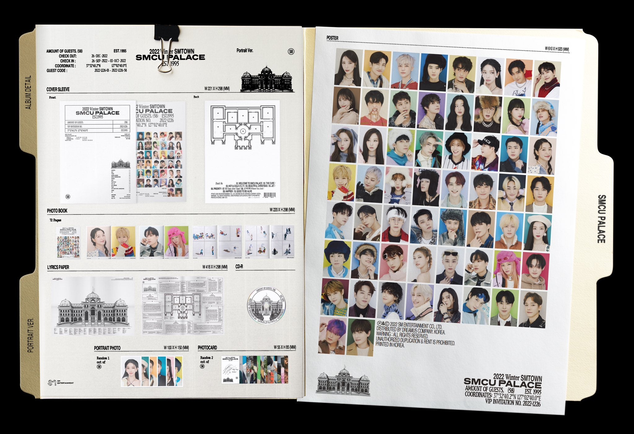 SMTOWN 2022 Winter SMTOWN: SMCU PALACE Inclusions Cover Envelope Membership Card Photocard Mini Folded Poster